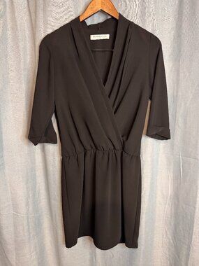 Amanda Uprichard Black Wrap Mini Dress XS w/ Pockets